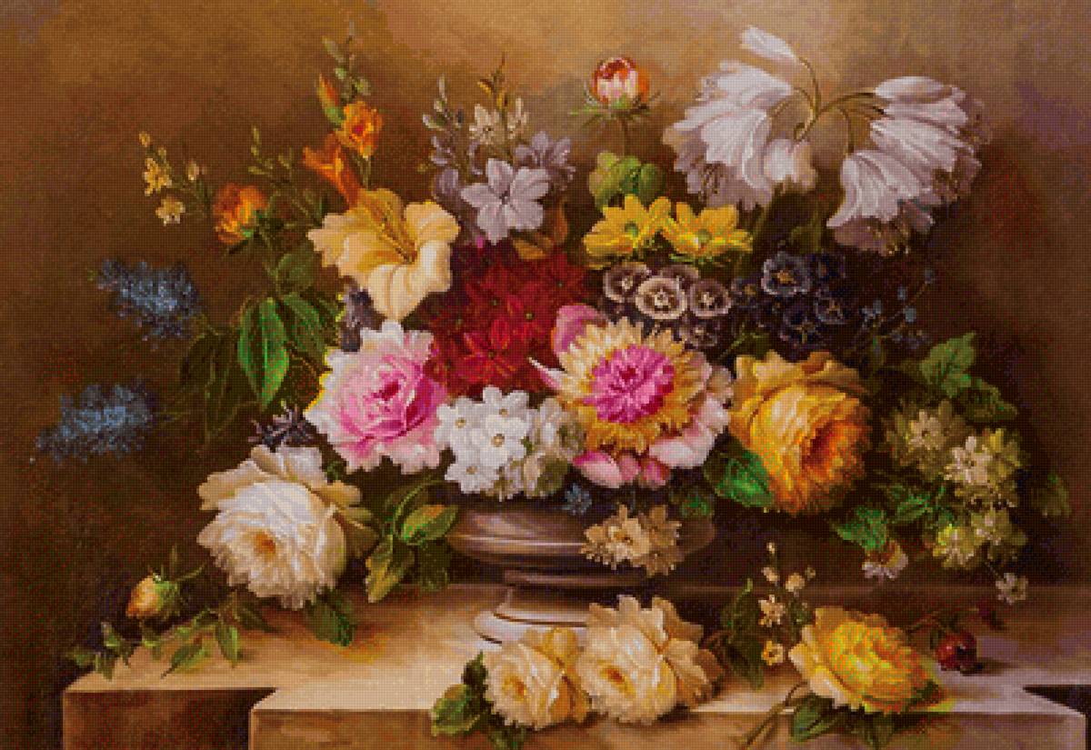 натюрморт - картина, цветы - предпросмотр