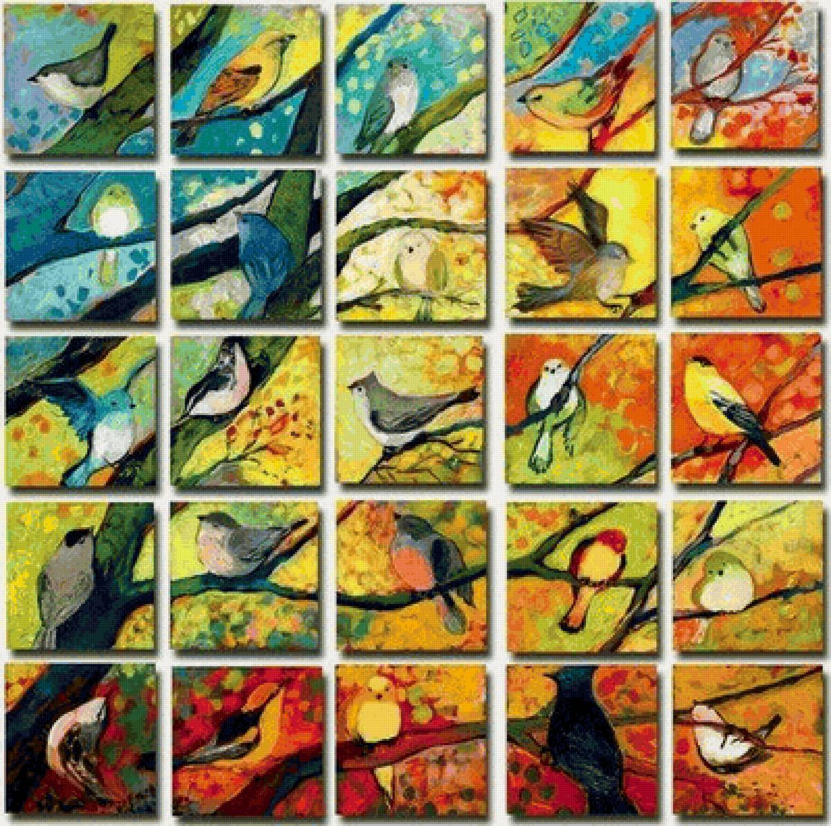 птицы 2 - дерево, птицы - предпросмотр