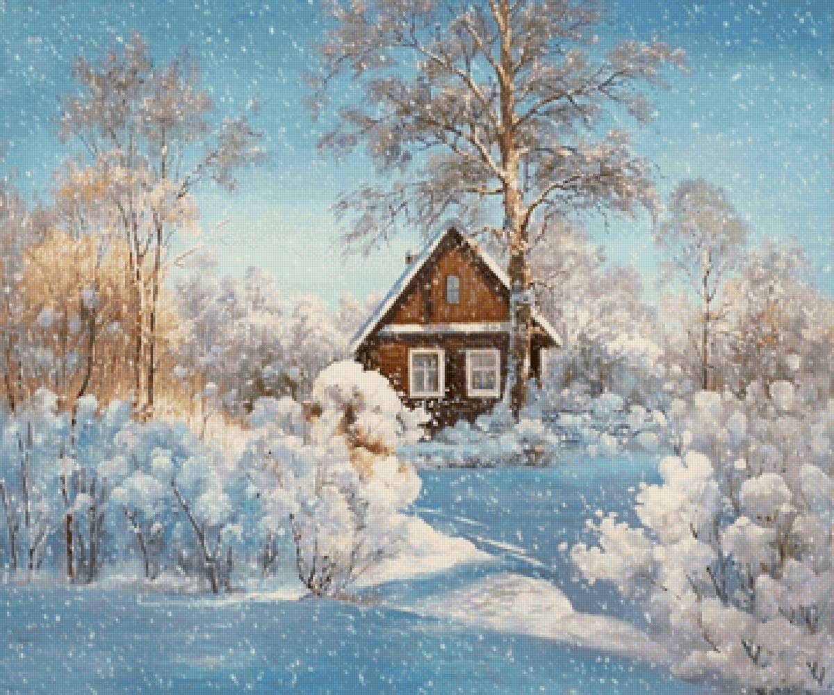 №2239792 - снег, зима, пейзаж, домик - предпросмотр