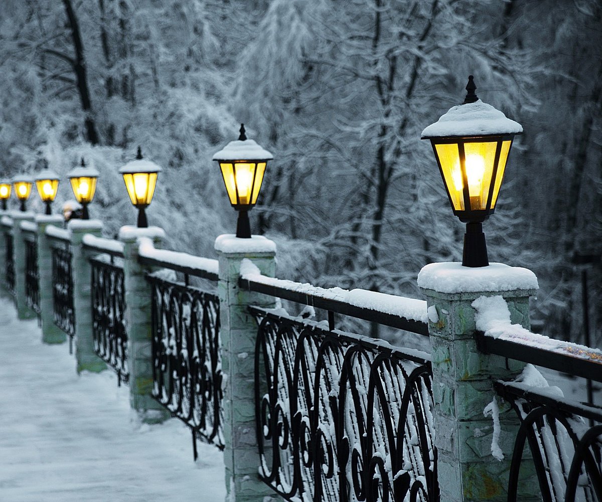 Фонари - фонари, мост, зима - оригинал