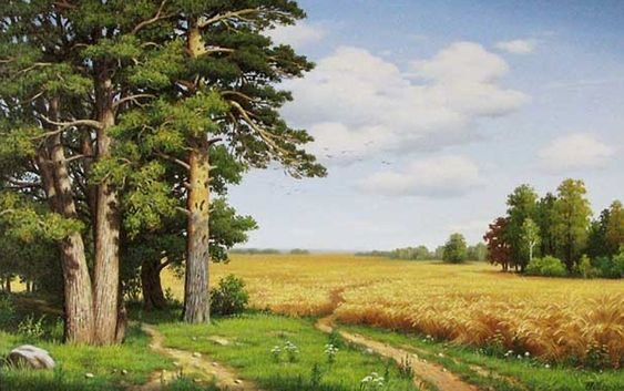 пейзаж - поле, природа, лес - оригинал