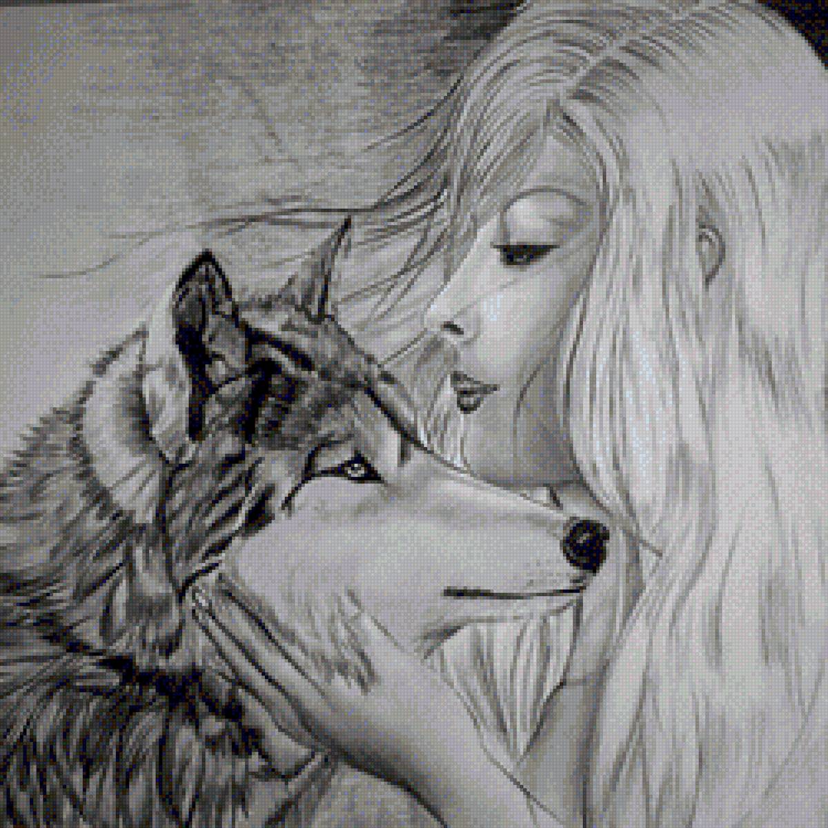 Девушка и волк - предпросмотр