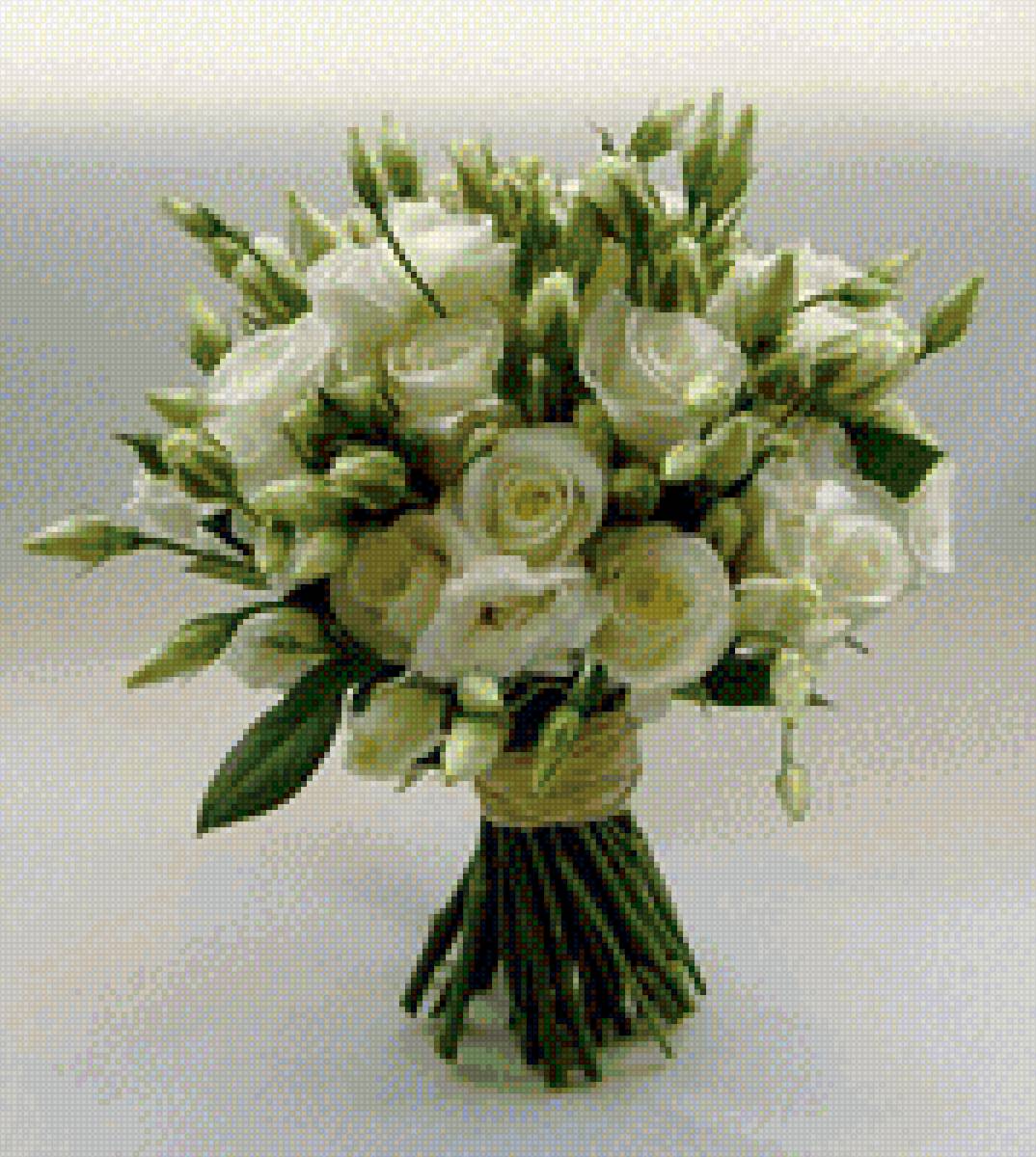 Букет на цветной канве - цветы, букет - предпросмотр