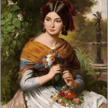 Схема вышивки «Девушка с цветами»