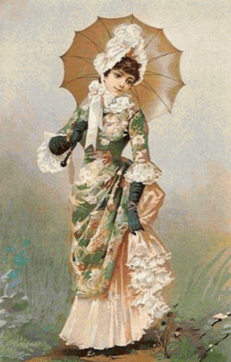 дама с зонтом - винтаж, дама - предпросмотр