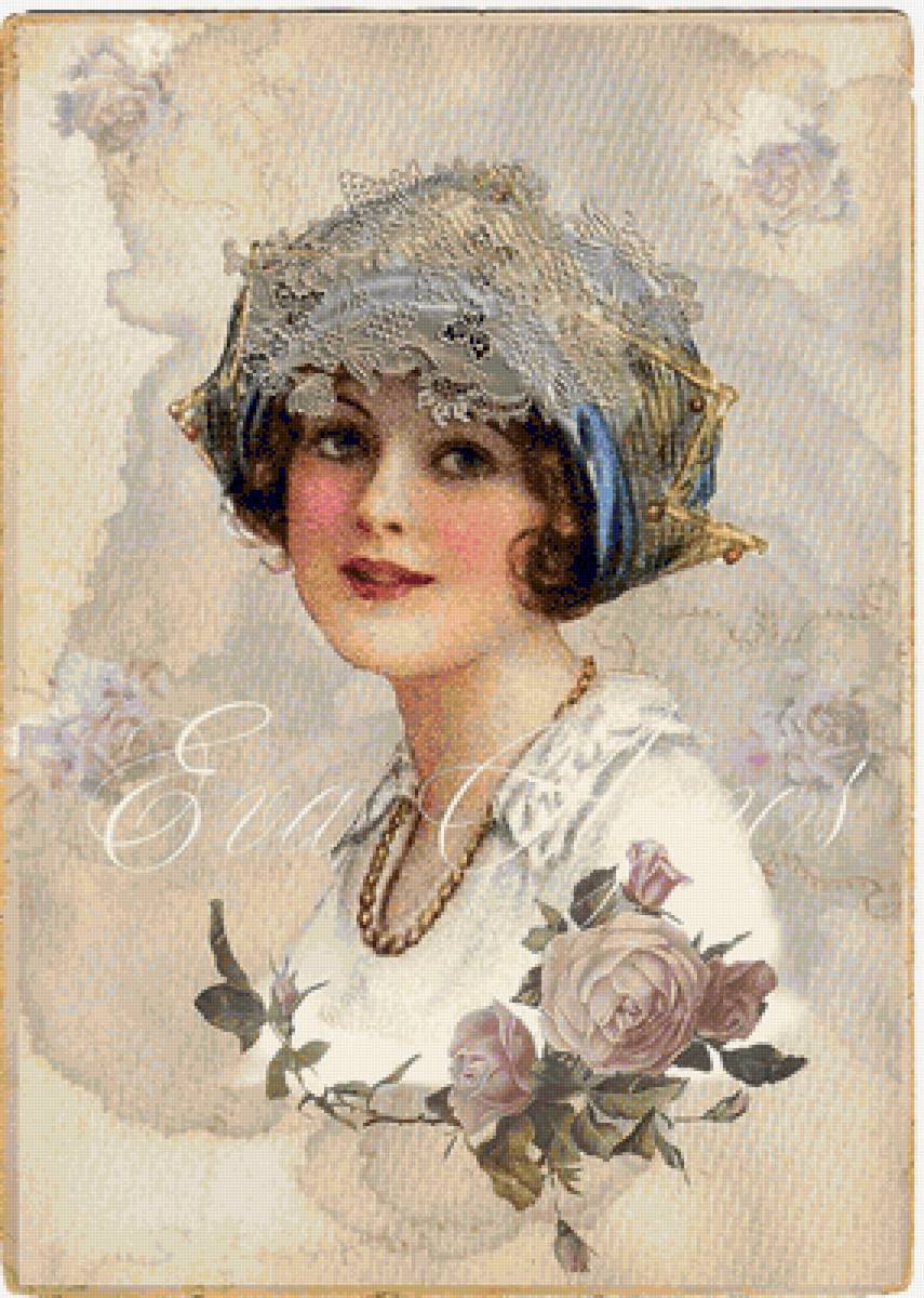 дама с розой - винтаж, дама, роза - предпросмотр