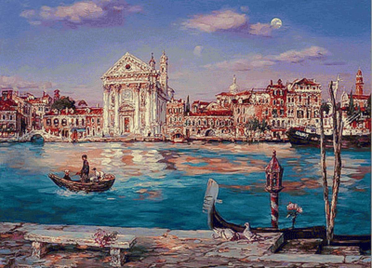 Across the Canal. - cao yong painter.scenary.cityscape.people.birds. - предпросмотр