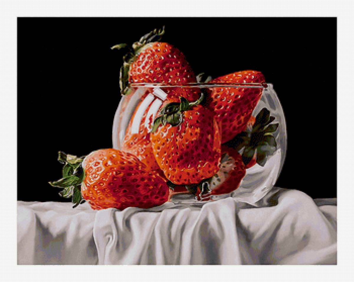 Клубничка. - ваза, живопись, клубника, ягоды, натюрморт - предпросмотр