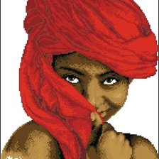 Схема вышивки «Мулатка в красном»