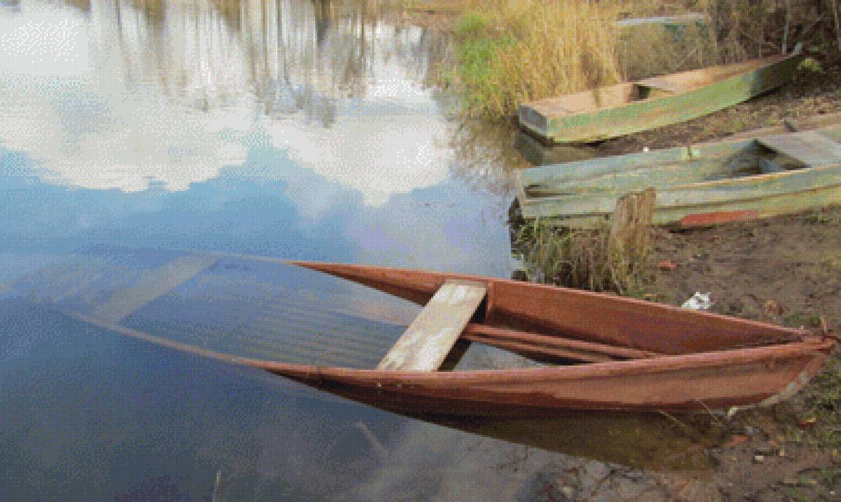 лето - пнк, небо, фото, отражение, лодка, река - предпросмотр