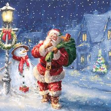 Схема вышивки «Santa and snowman»