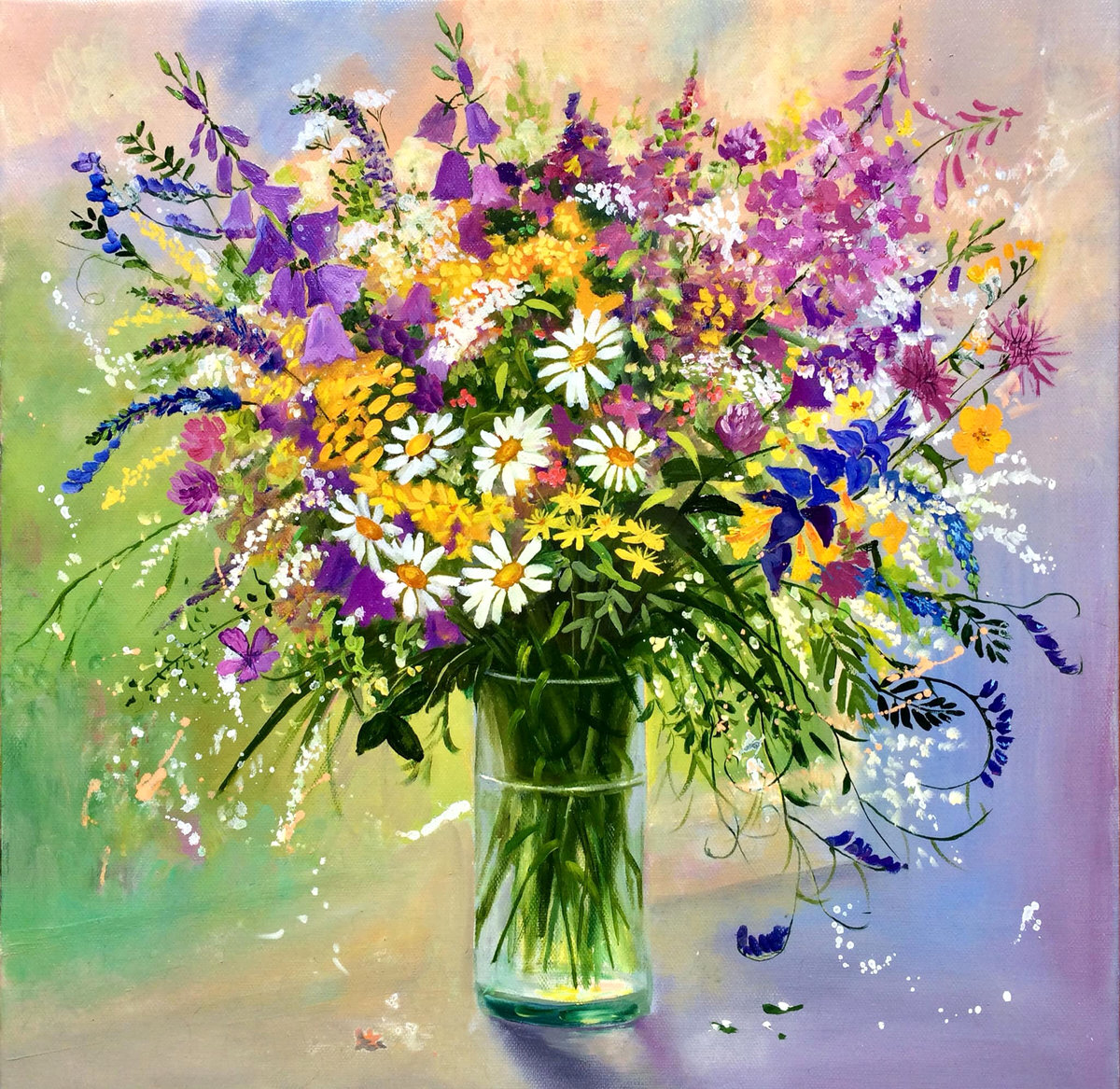 Букет разнотравье июля - букет, полевые цветы, ваза, травы - оригинал