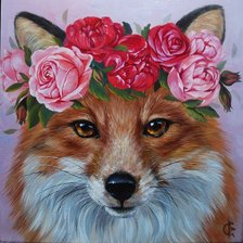 Схема вышивки «Лиса, роза»