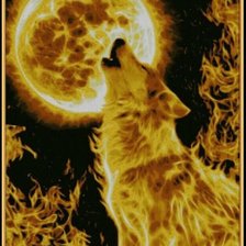 Схема вышивки «Волк в общий на луну»