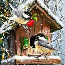 Схема вышивки «Синички»