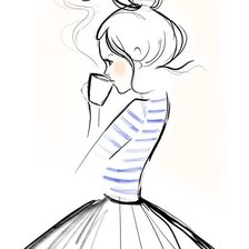Схема вышивки «девушка с чашкой кофе»
