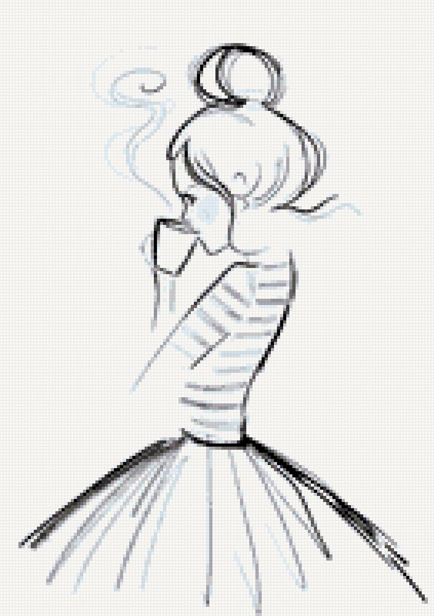 девушка с чашкой кофе - чашки, кухня - предпросмотр