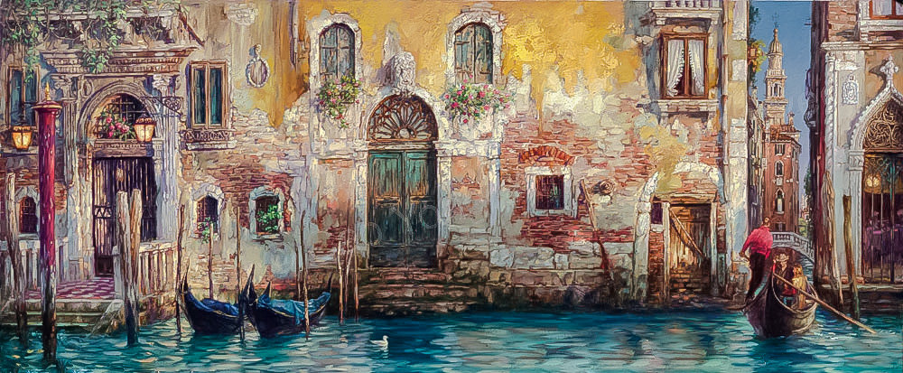 Morning Venice. - cao yong painter.scenary.cityscape.people. - оригинал