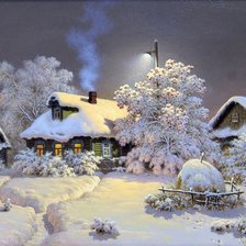 Оригинал схемы вышивки «Зима ночь по картине В.М. Тормосова» (№2247152)
