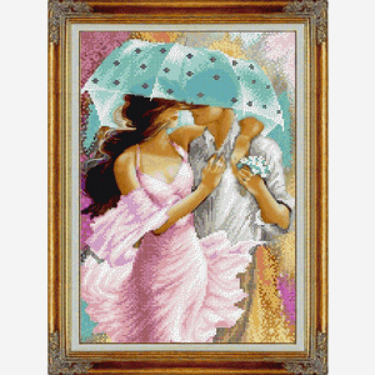 Под дождем - женщина, зонт, любовь, мужчина, свидание, пара - предпросмотр