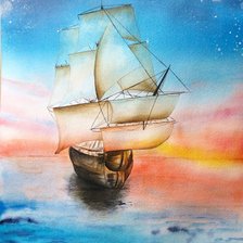 Схема вышивки «Корабль на закате»