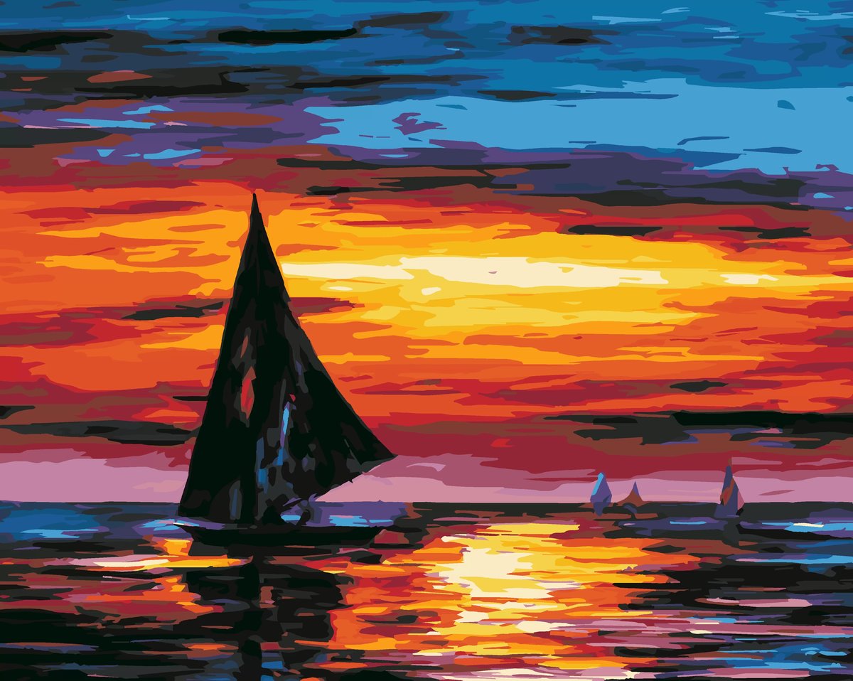 Парусник на закате - оригинал