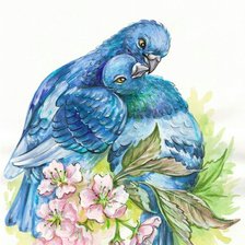 Схема вышивки «Голубки»