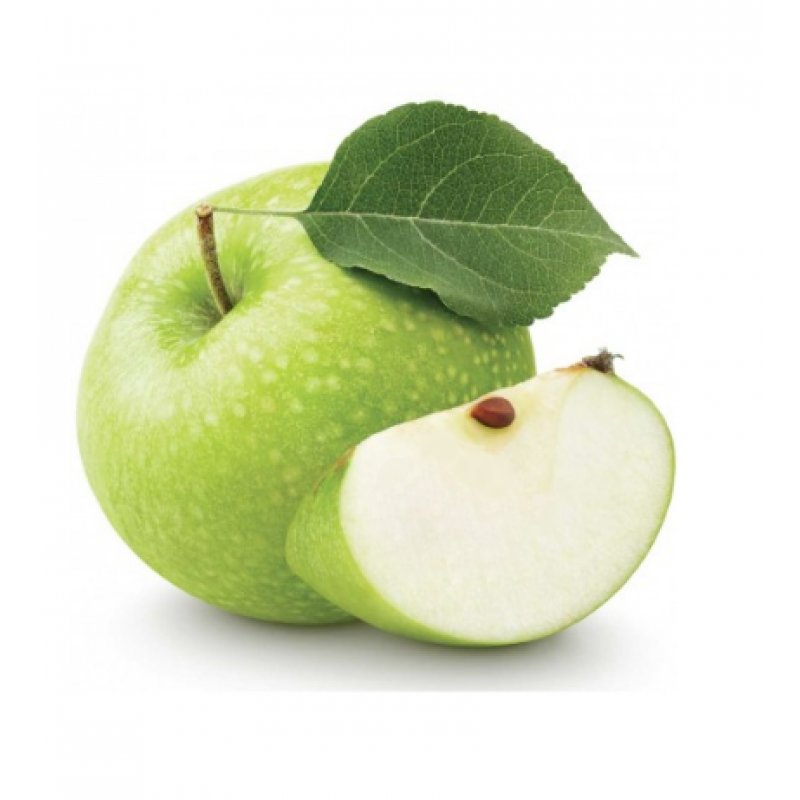 Зеленое яблоко - дольки, зеленое яблоко, листик - оригинал