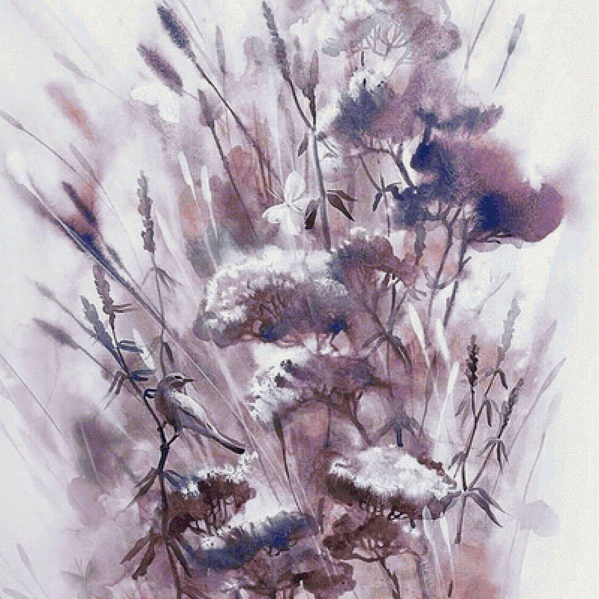 Птичка на цветке - предпросмотр