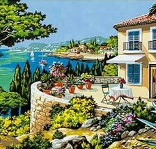 Схема вышивки «tenger, ház, kert»