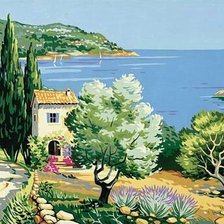 Схема вышивки «tenger, ház, part»