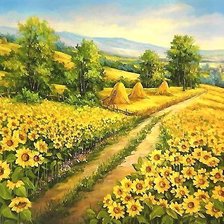 Схема вышивки «pole słonecznikowe»