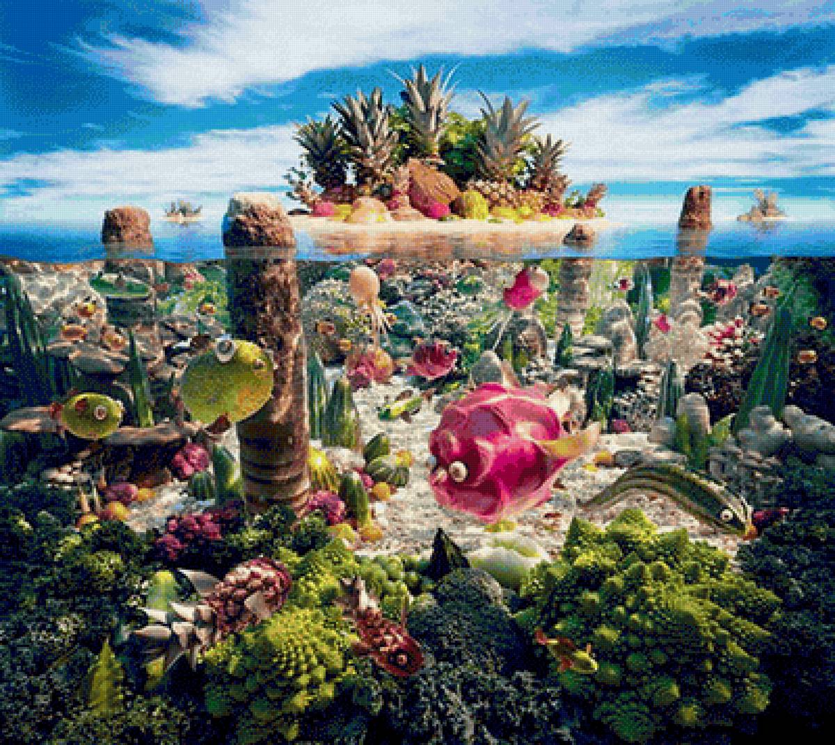 КАРЛ УОРНЕР. ОКЕАНСКИЕ ГЛУБИНЫ ВОЗЛЕ ФРУКТОВОГО ОСТРОВА - еда, картины - предпросмотр