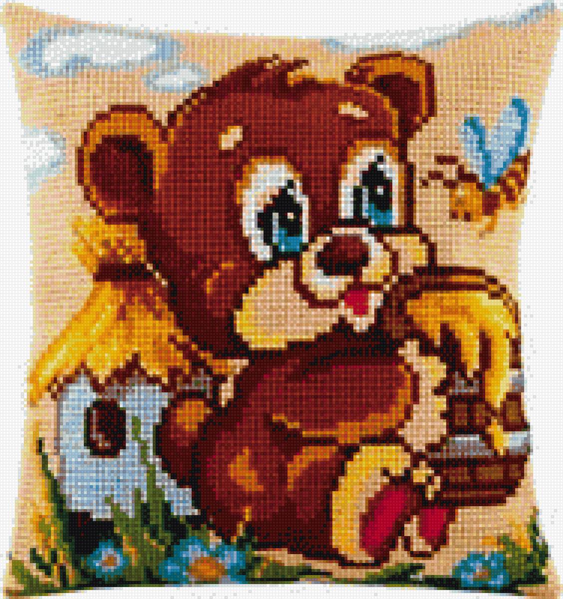 Мишка с мёдом - мишка, подушка, детское, сказка - предпросмотр