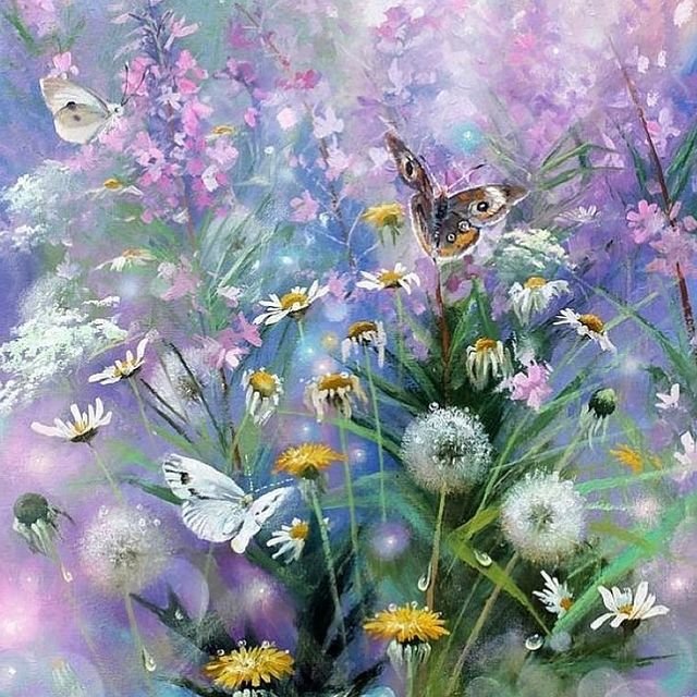 Бабочки на лугу - оригинал