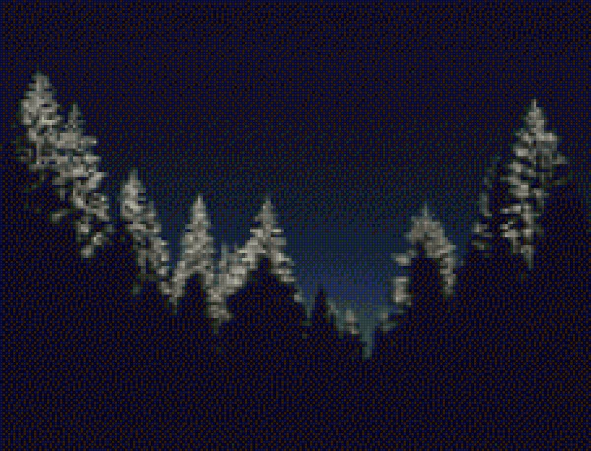 Ночь в зимнем лесу - ночь, деревья, пейзаж, зима, лесо - предпросмотр