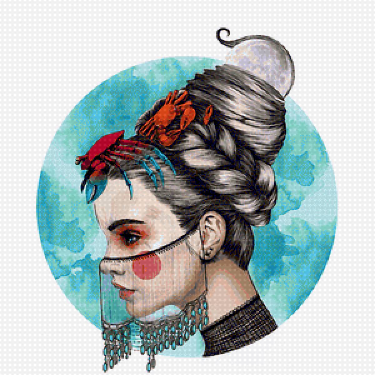 Рак - девушка, зодиак, арт, рак - предпросмотр