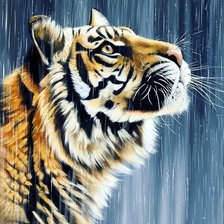 Оригинал схемы вышивки «Тигр под дождем» (№2253125)