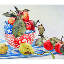 Оригинал схемы вышивки «Натюрморт с яблоками и грушами.» (№2253219)