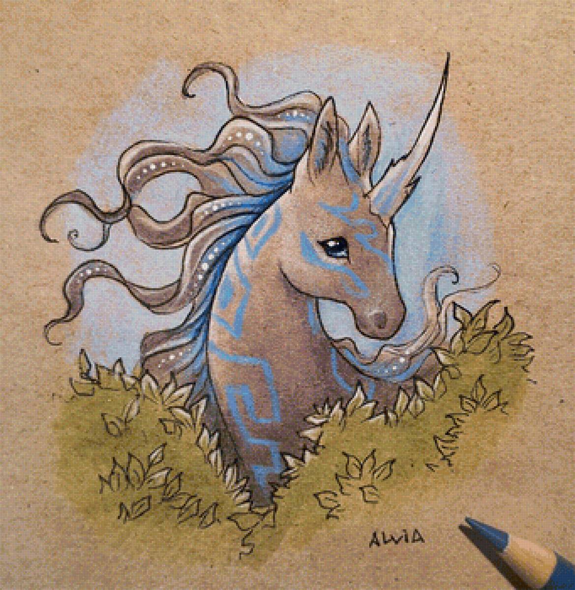 Единорог художника Alwia - мифические существа, животные, единороги, лошади - предпросмотр