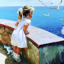 Схема вышивки «девочка у моря»