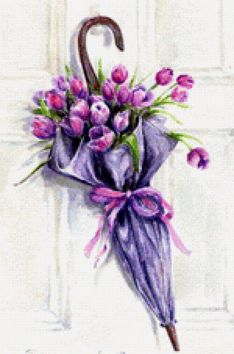 Цветы в зонте - цветы - предпросмотр