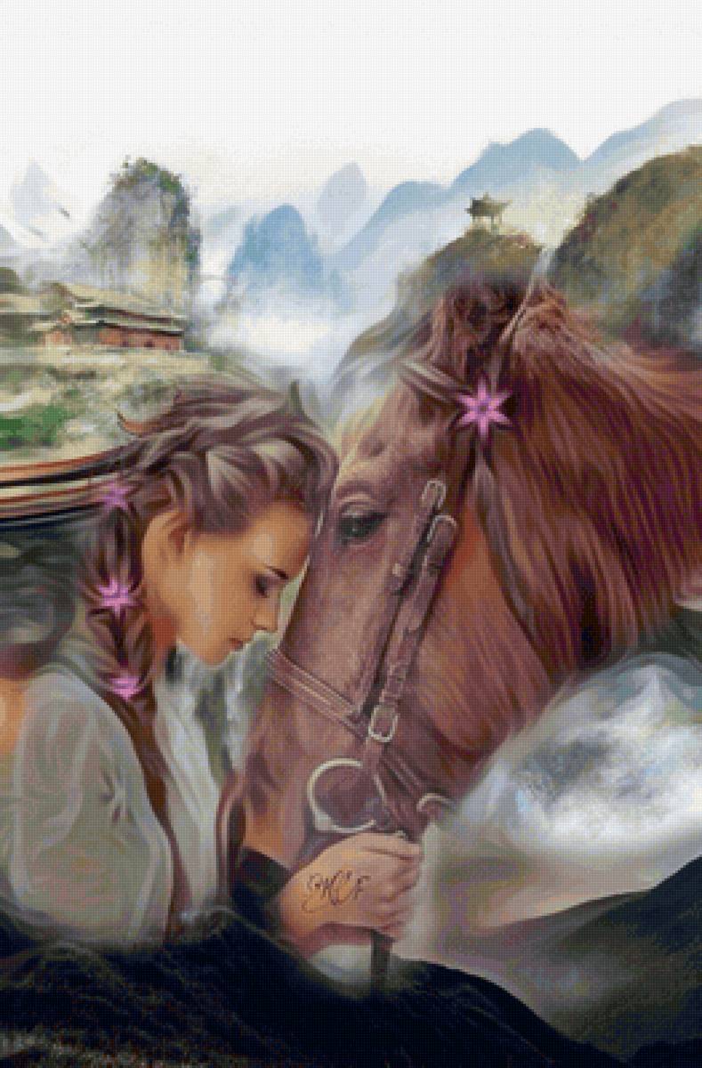 Fantasia. - menina. cavalo.fantasia. - предпросмотр