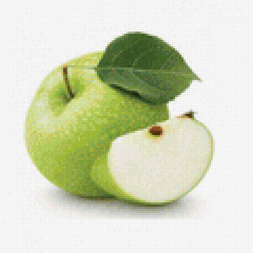 Яблоко зеленное (Гамма) - дольки, листик, зеленое яблоко - предпросмотр