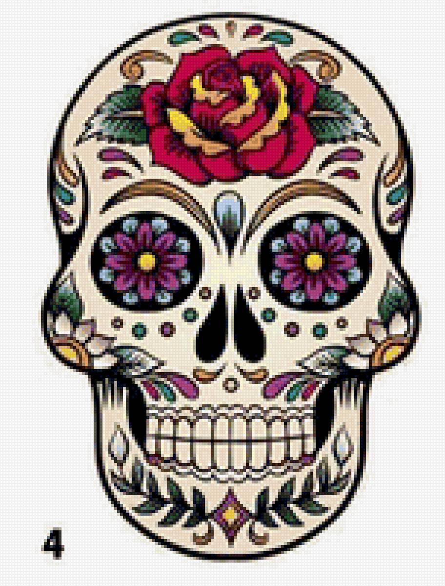 Череп мексика - череп, узоры, цветы - предпросмотр