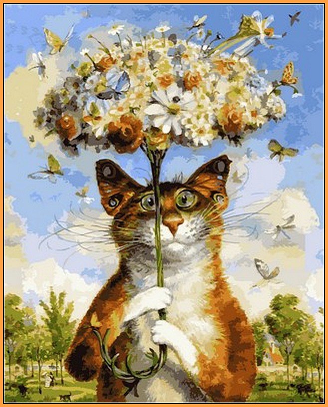 Мечты сбываются 2 - коты, бабочки, зонты, забавные коты - оригинал