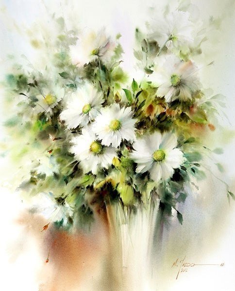 Mohammad Yazdchi - цветы. акварель - оригинал