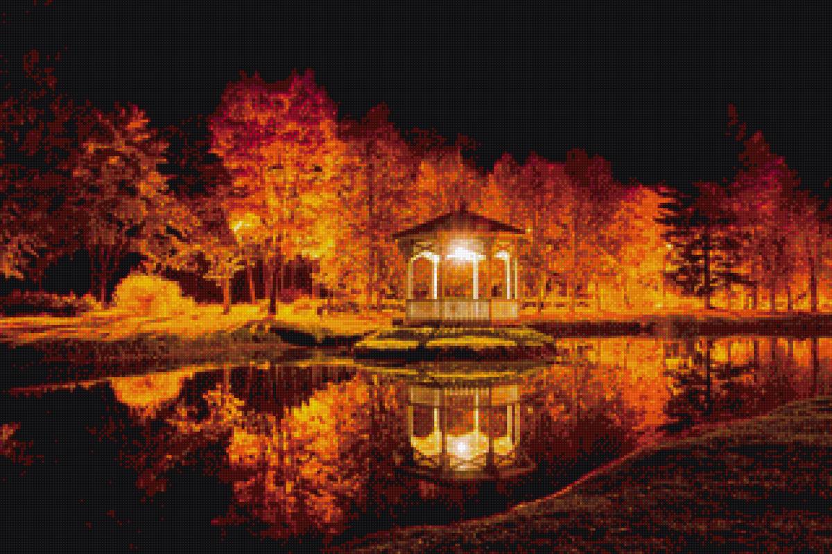 ночная ротонда - ротонда, пнк, ночь, свет, осень - предпросмотр