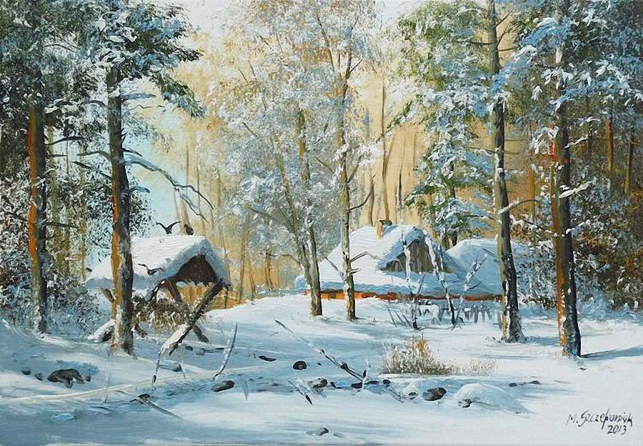 Зима - зима, домик, пейзаж, снег, лес - оригинал