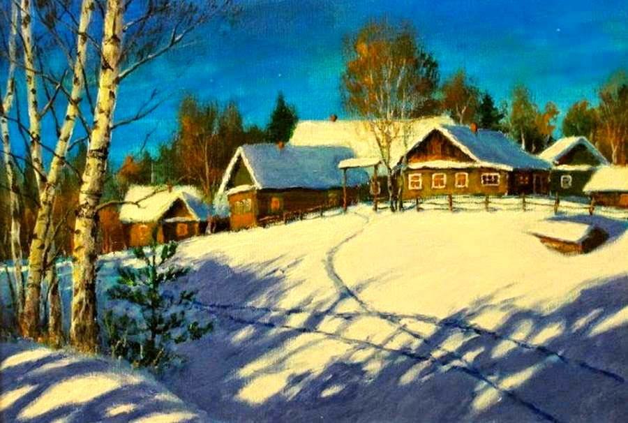 деревня зимой - дома, деревня, снег, пнк, деревья, зима - оригинал